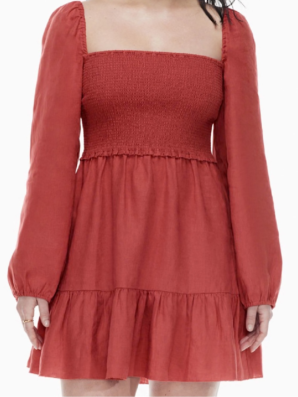Wilfred Tempest Organic Linen Smocked Mini Dress